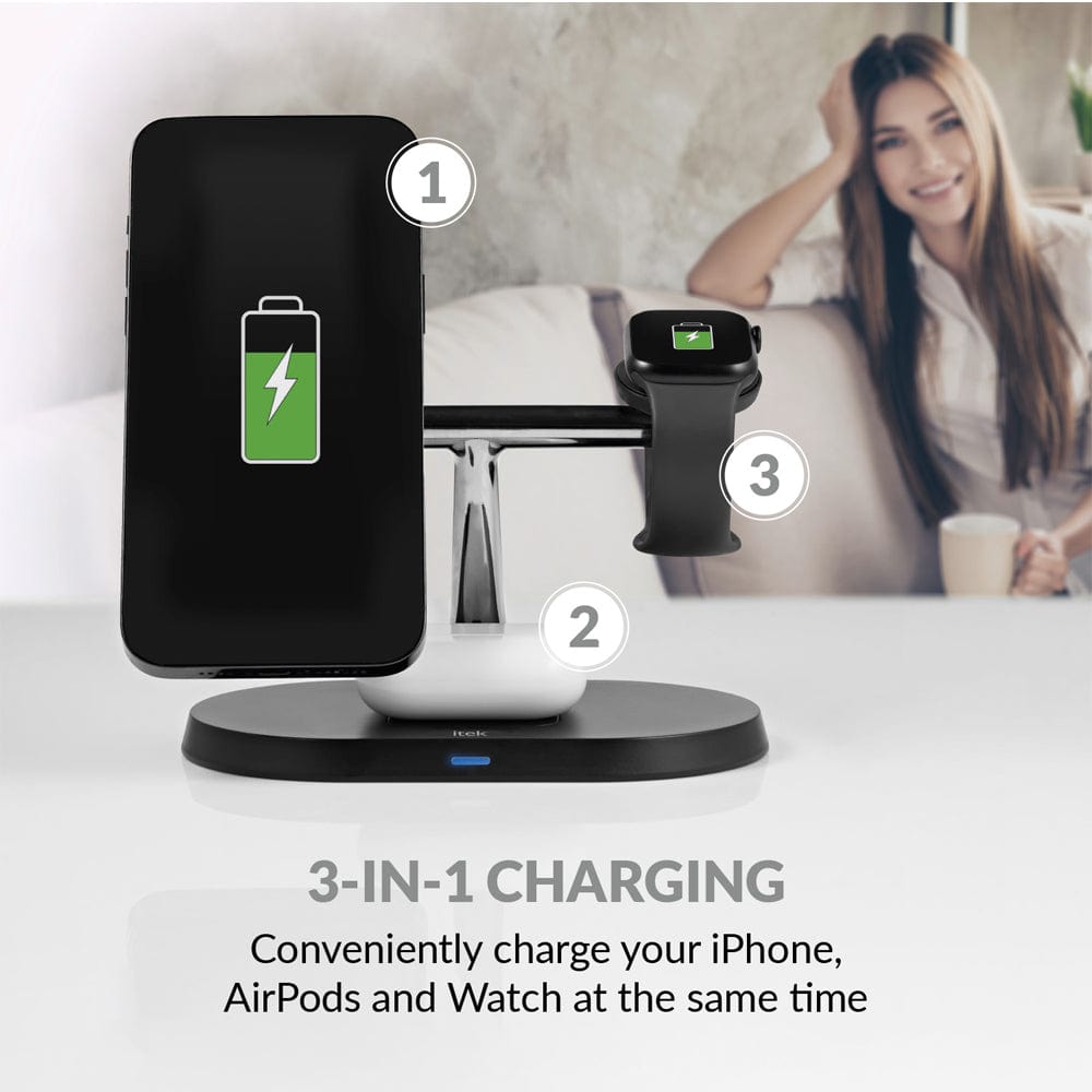 iTek Wireless Charger 3 in 1 MagSafe Wireless Rapid Charging Stand