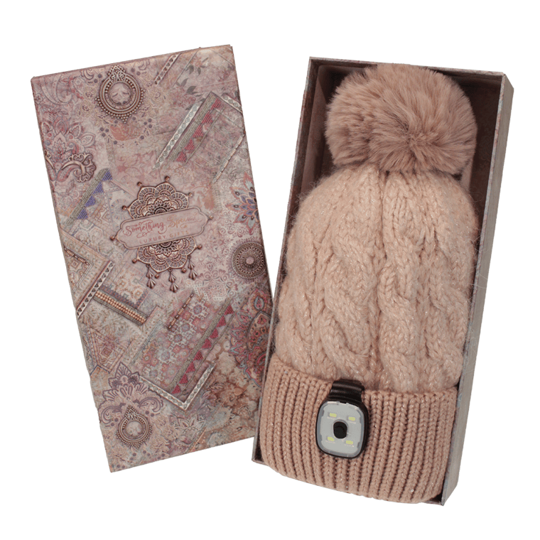 brandwell hat Dusty Pink Brandwell Chunky Knit Hat With Removeable LED Light