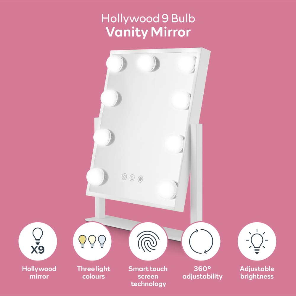 Carmen mirror Carmen Hollywood 9 Bulb Mirror Metal