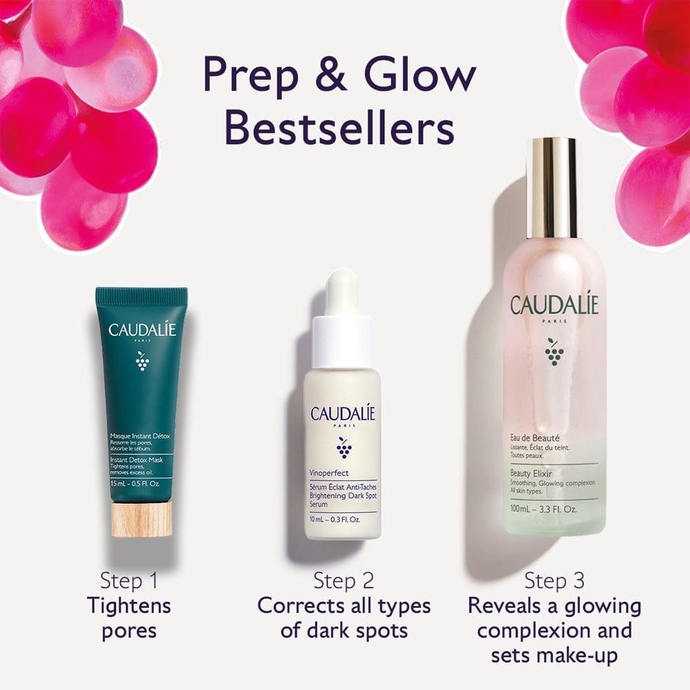 Caudalie skincare set Caudalie Prep & Glow Bestsellers Trio