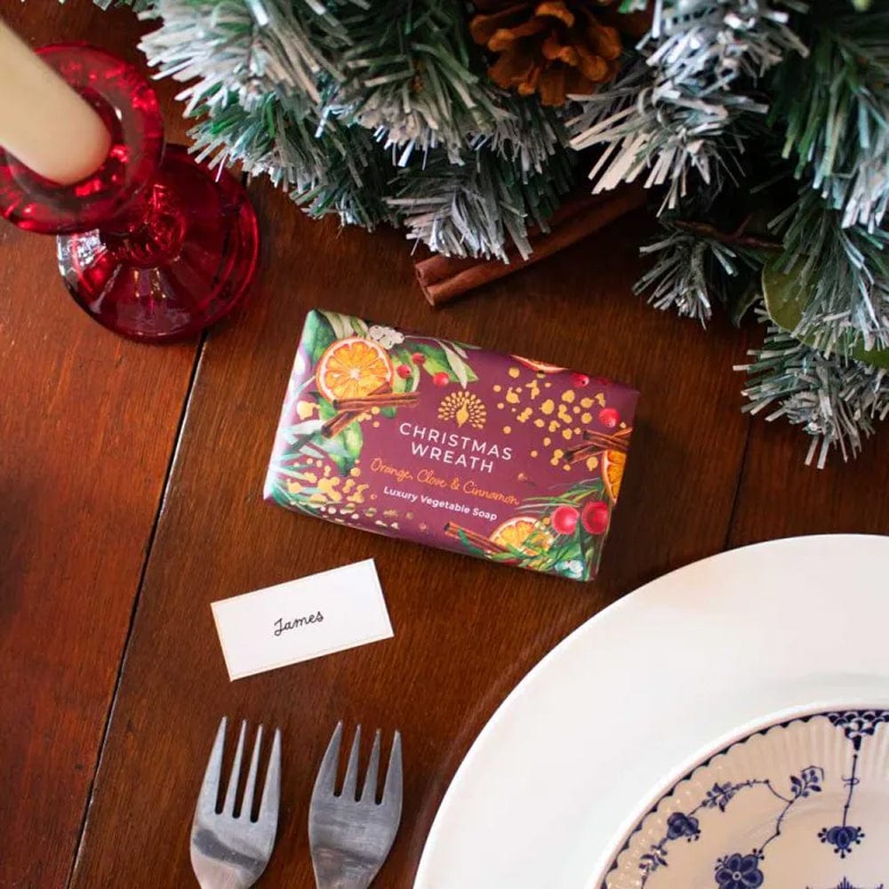 The English Soap Company Soap Christmas Tidings Christmas Wreath Soap Orange, Clove & Cinnamon