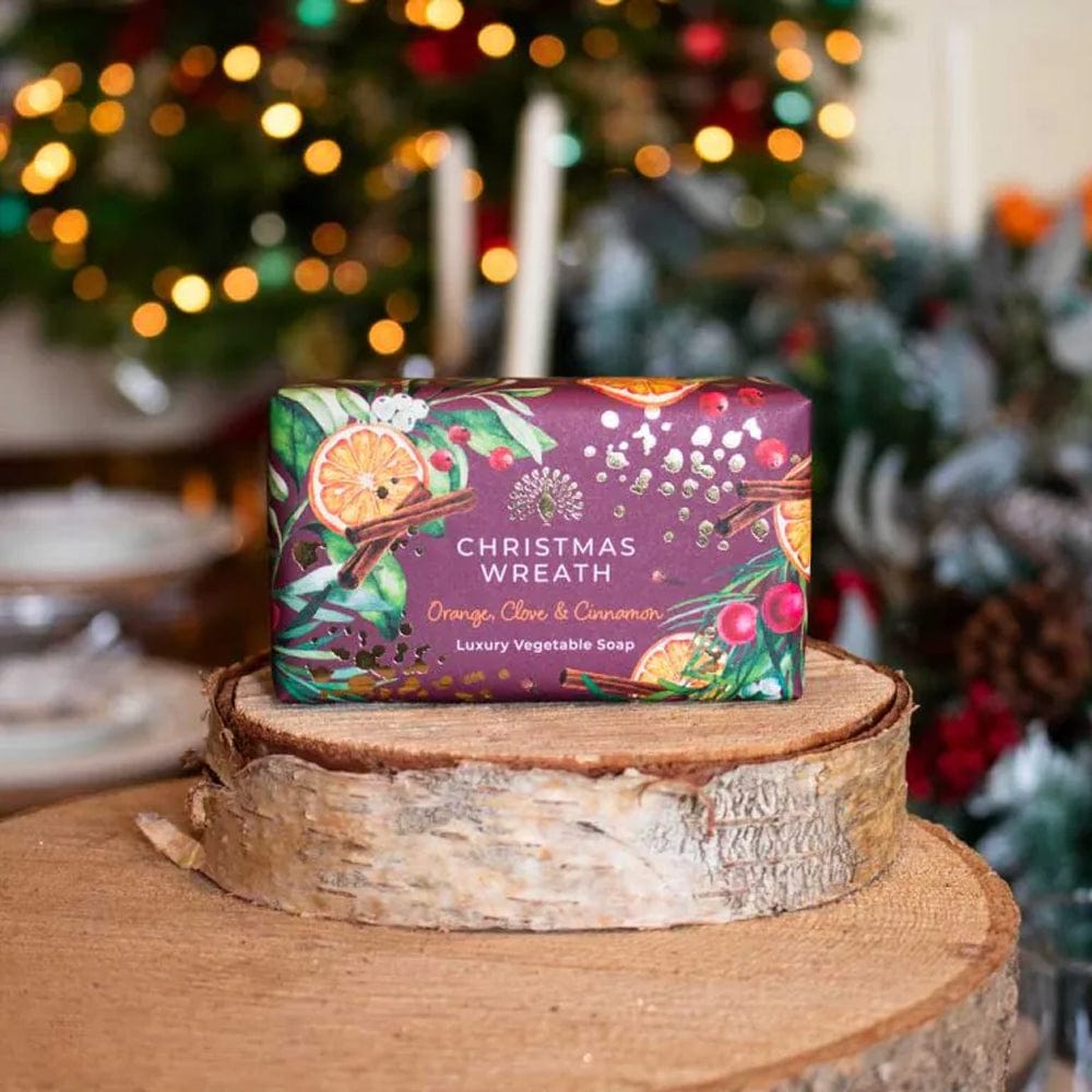 The English Soap Company Soap Christmas Tidings Christmas Wreath Soap Orange, Clove & Cinnamon