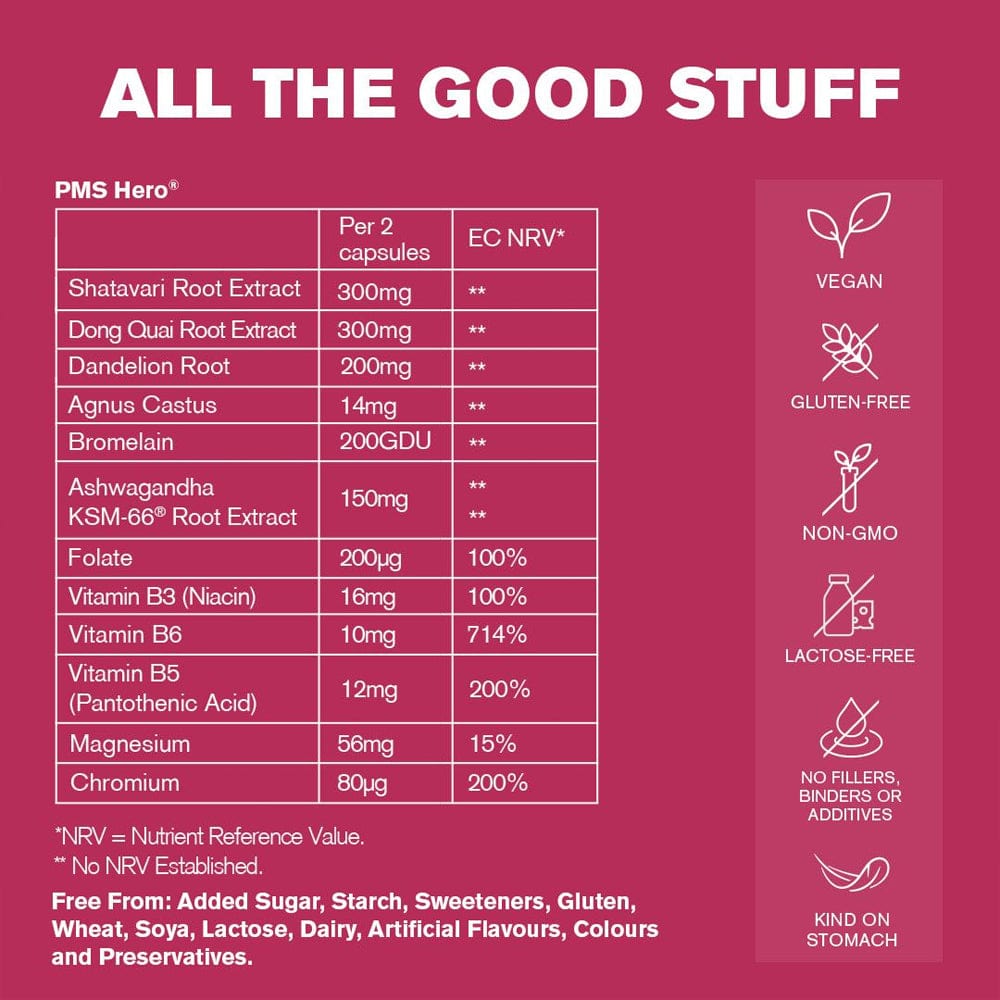 DR.VEGAN Vitamins & Supplements DR.VEGAN PMS HERO Premenstrual Support 60 Capsules