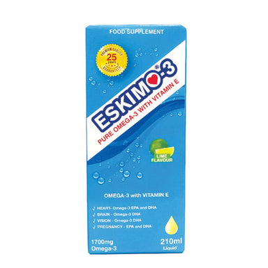 Eskimo-3 Vitamins & Supplements Eskimo-3 With Vitamin E Lime Flavour Liquid 210ml