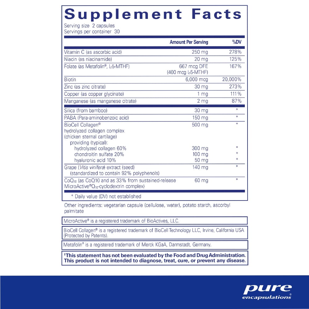 Pure Encapsulation Vitamins & Supplements Pure Encapsulations Hair, Skin & Nails Ultra 60 Capsules