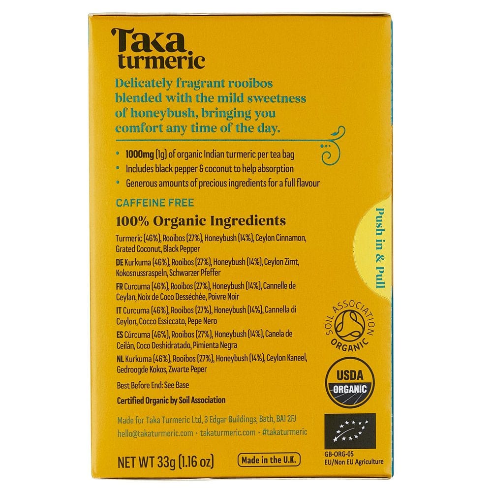 Wholefoods Tea Bags Taka Turmeric Organic Rooibos & Honeybush Tea