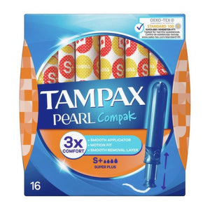 You added <b><u>Tampax Pearl Compak Super Plus Tampons 16 Pack</u></b> to your cart.