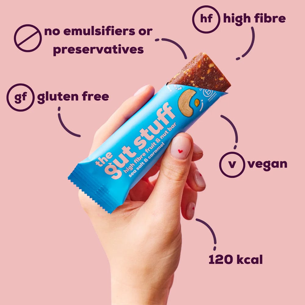 The Gut Stuff Fibre Bars The Gut Stuff High Fibre Bars - Sea Salt & Caramel 12 bar box