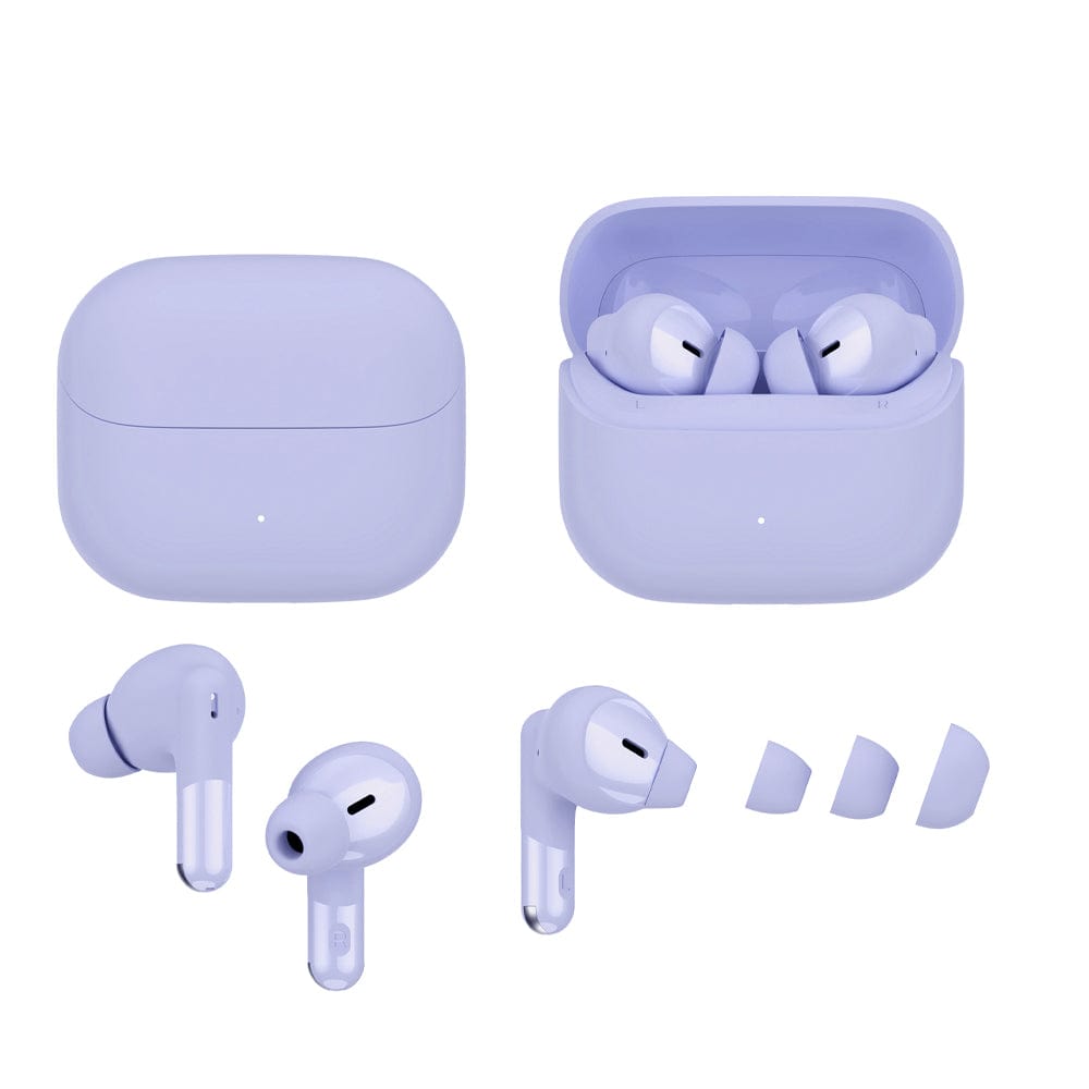 iTek Earbuds Purple Wireless ENC Earbuds with Charging Case