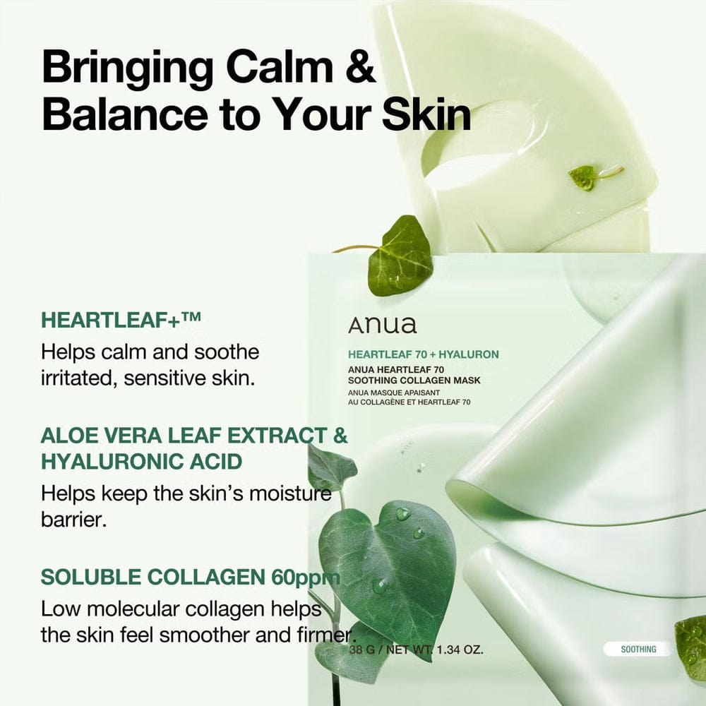 Anua Face Mask Anua Heartleaf 70 Soothing Collagen Mask (4 Pack)