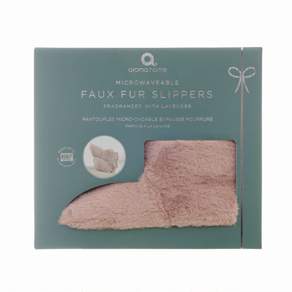 aroma home slippers Aroma Home Pink Faux Fur Slipper Boots With Inner Warming Pack