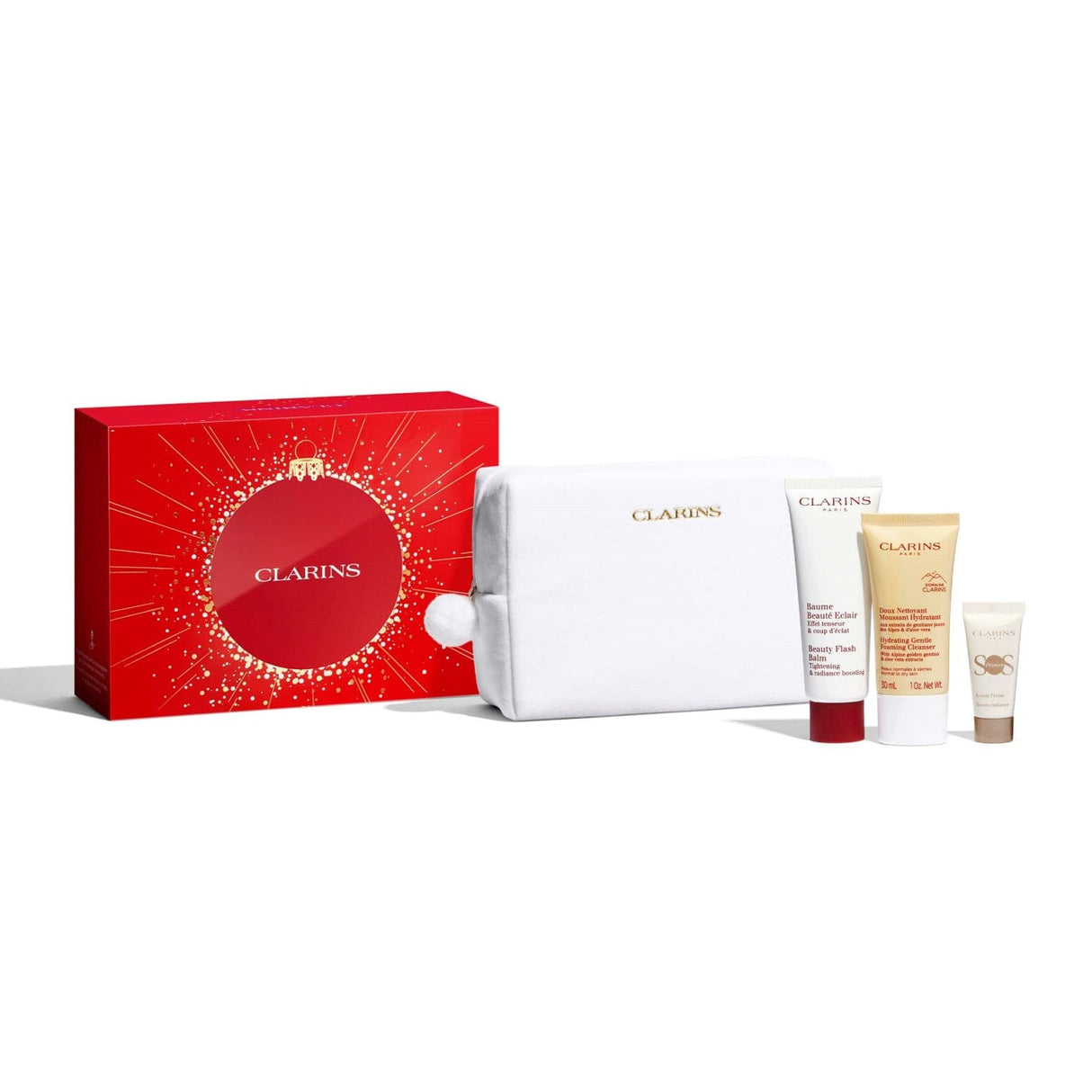 Clarins skincare set Beauty Flash Balm Radiance Care Routine