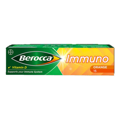 Berocca Vitamins & Supplements 15 Tablets Berocca Immuno Effervescent Tablets Orange Flavour