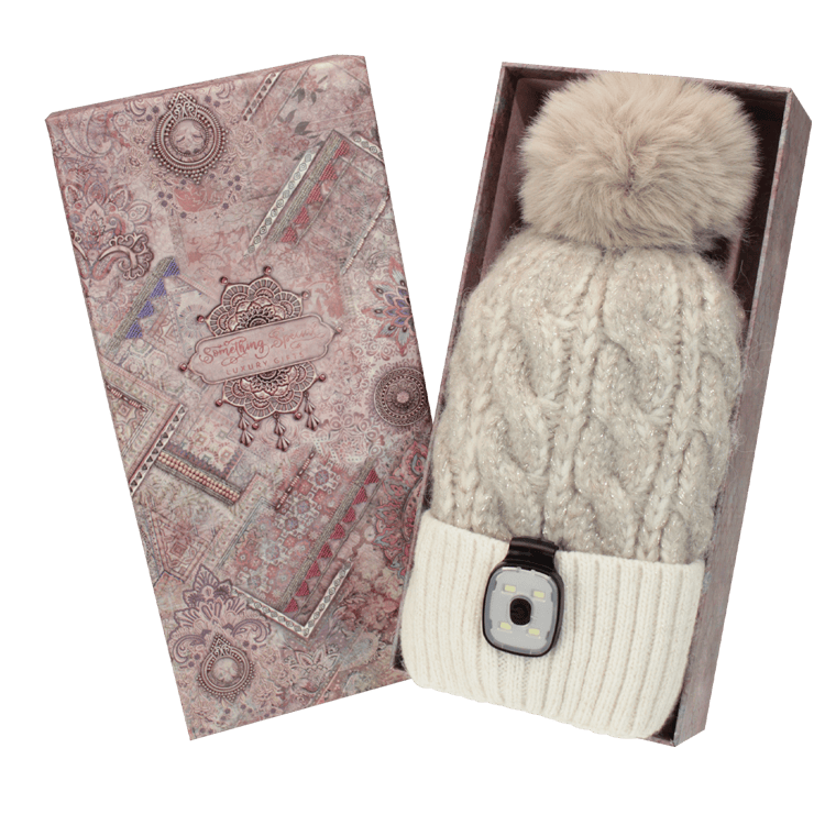 brandwell hat Beige Brandwell Chunky Knit Hat With Removeable LED Light