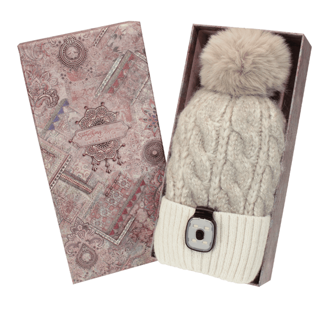 brandwell hat Beige Brandwell Chunky Knit Hat With Removeable LED Light