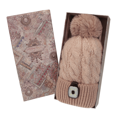 brandwell hat Dusty Pink Brandwell Chunky Knit Hat With Removeable LED Light
