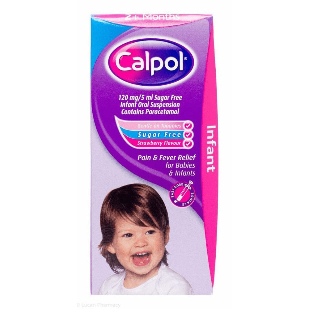 Meaghers Pharmacy Childrens Pain Relief 140ml Calpol Sugar Free Infant Suspension with Syringe