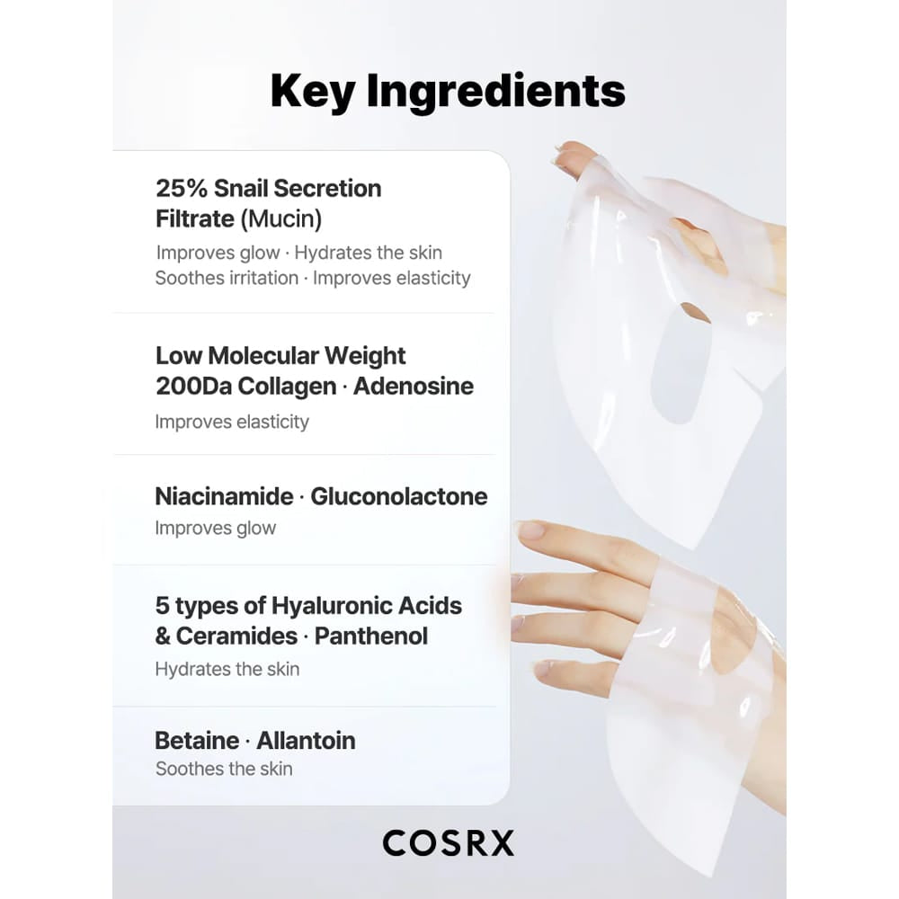 COSRX Face Mask COSRX Advanced Snail Mucin Glass Glow Hydrogel Mask - 3 Sheets