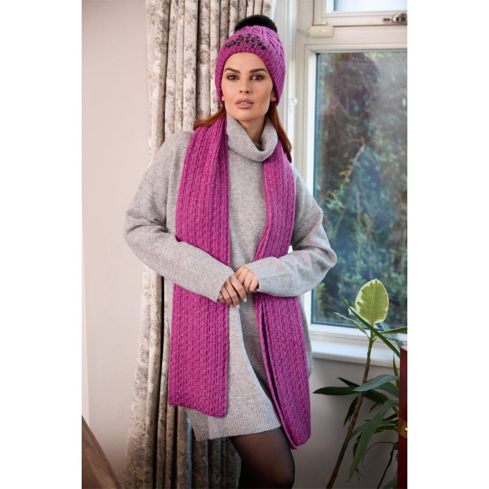 Brandwell Gift Set Diamante Knit Hat & Scarf Gift Set