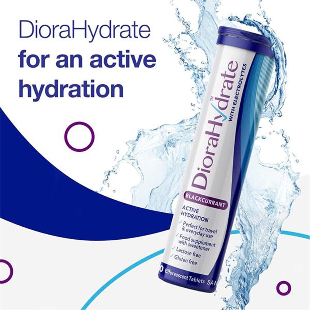 Dioralyte Rehydration Tablets DioraHydrate with Electrolytes Blackcurrant 20 Effervescent Tablets