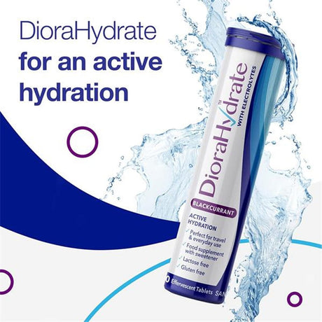 Dioralyte Rehydration Tablets DioraHydrate with Electrolytes Blackcurrant 20 Effervescent Tablets