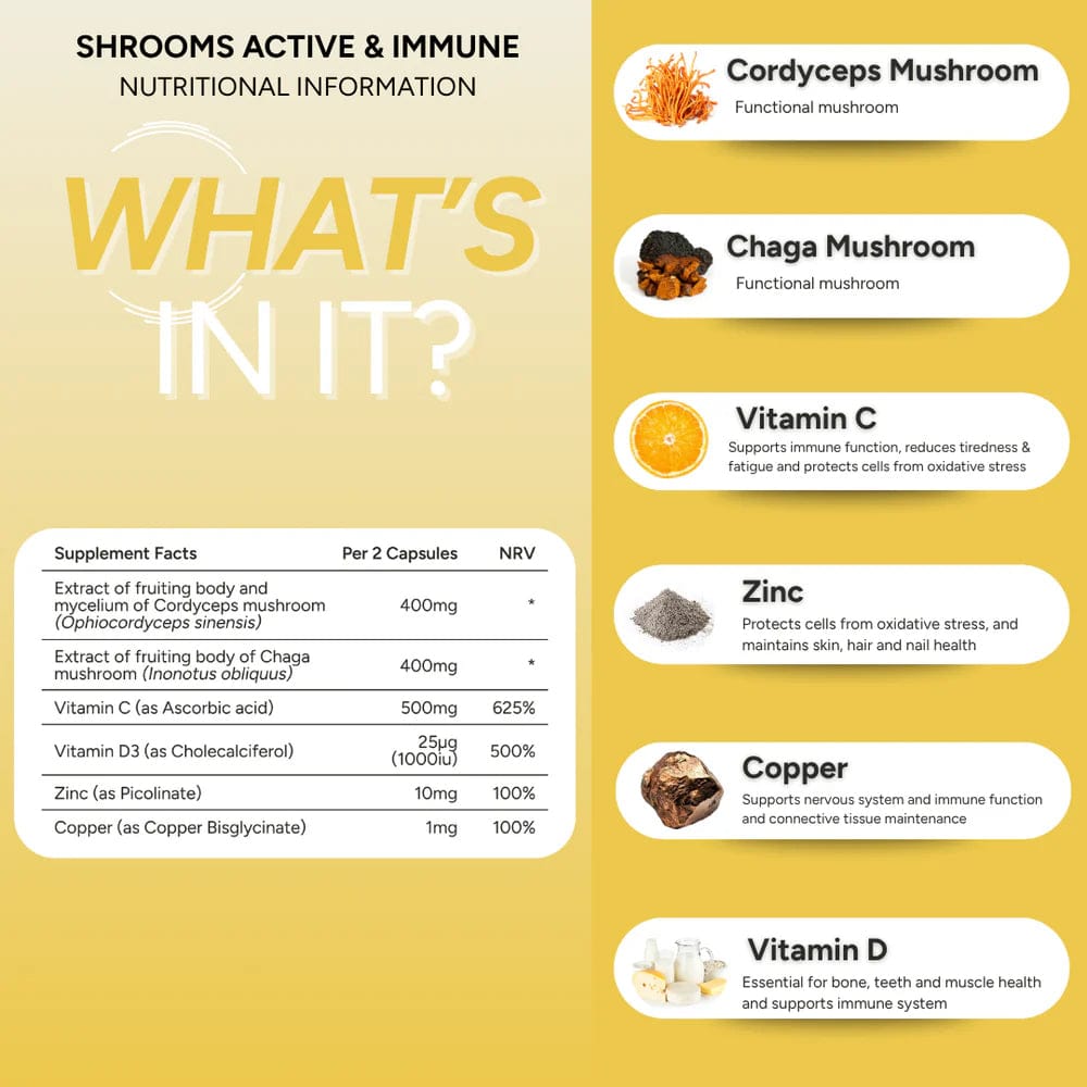 fabÜ Vitamins & Supplements fabÜ SHROOMS ACTIVE & IMMUNE 60 Capsules