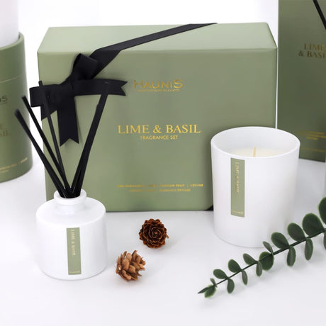 Haunis Candle Set Haunis Lime & Basil Fragrance Gift Set