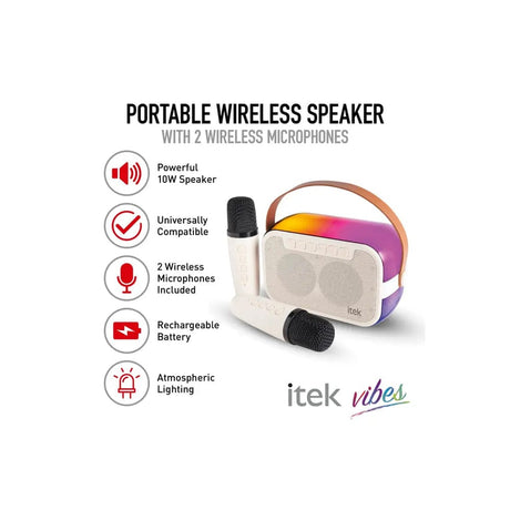 iTek Speaker Itek Portable BT Karaoke Speaker with 2 Microphones