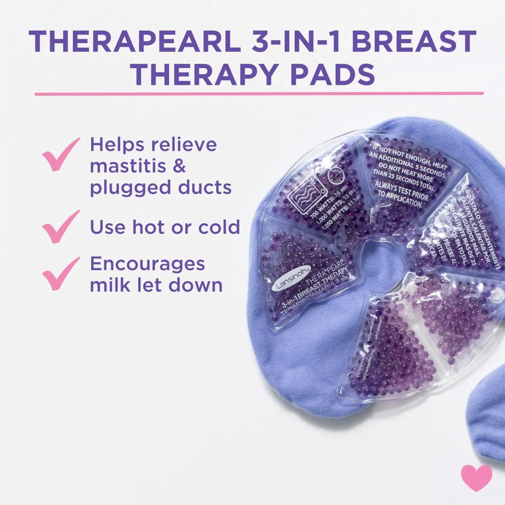 Lansinoh TheraPearl 3-in-1 Hot or Cold Breast Therapy Pack with Cover, 2  Count