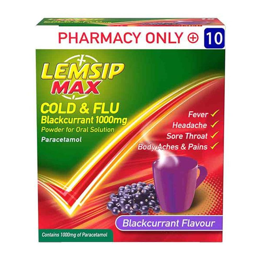Meaghers Pharmacy Cold & Flu Relief Lemsip Max Cold & Flu Blackcurrant 10pack