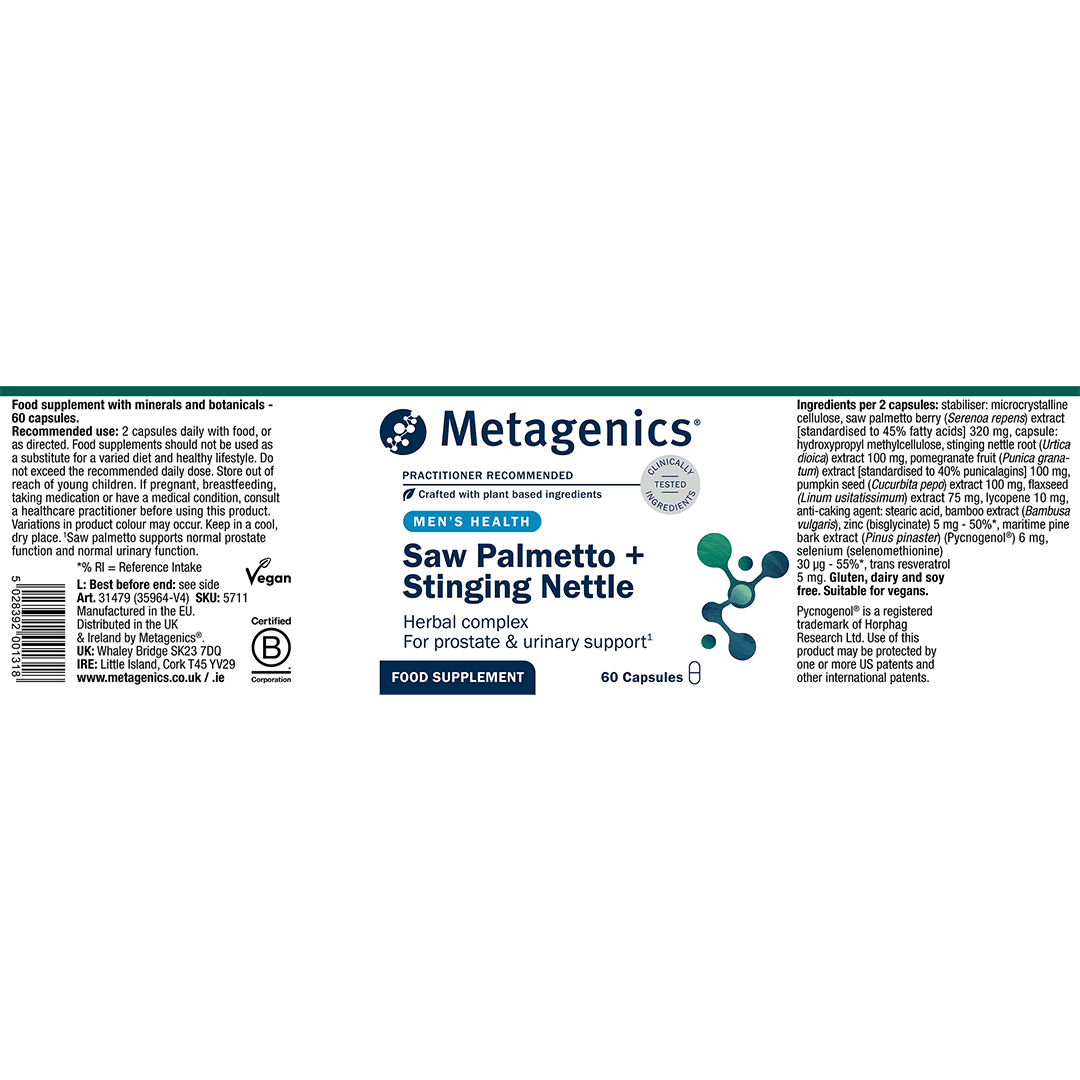 Metagenics Vitamins & Supplements Metagenics Saw Palmetto + Stinging Nettle Complex 60 Capsules