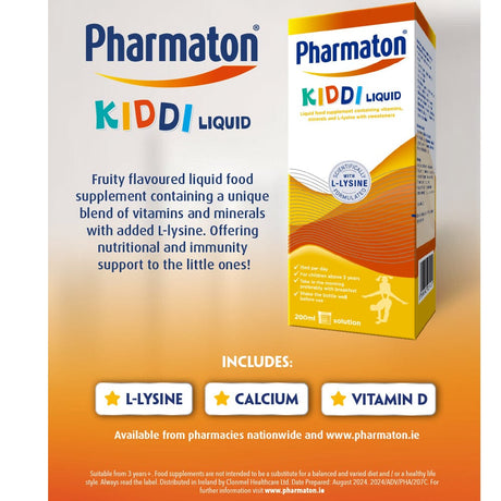Pharmaton Vitamins & Supplements Pharmaton Kiddi Liquid Fruity Flavour 200ml