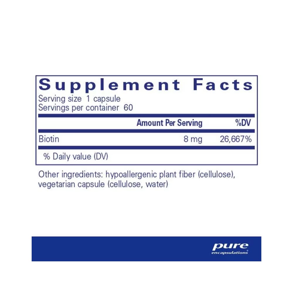 Pure Encapsulation Vitamins & Supplements Pure Encapsulations Biotin 8mg 60 Capsules