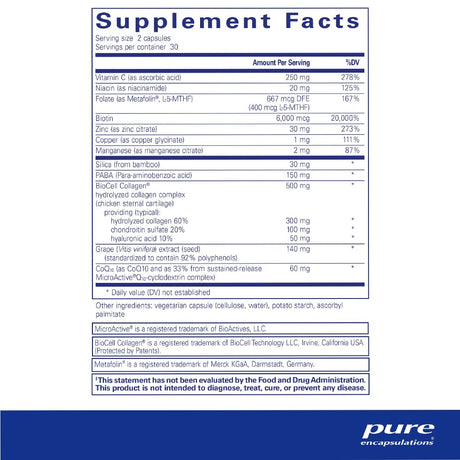 Pure Encapsulation Vitamins & Supplements Pure Encapsulations Hair,  Skin & Nails Ultra 60 Capsules