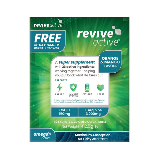 Revive Active Vitamins & Supplements Orange & Mango Revive Active Health Food Supplement + Free Omega-3 Trial Pack