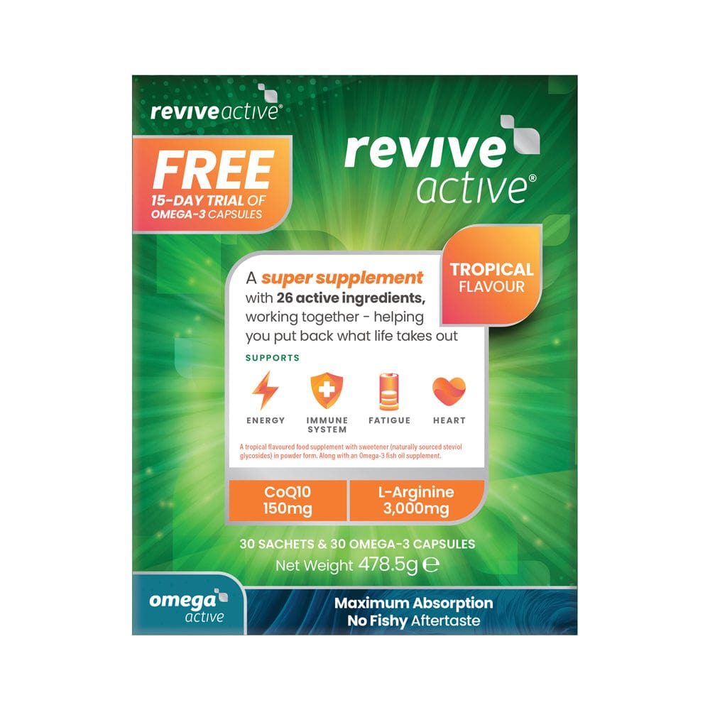 Revive Active Vitamins & Supplements Tropical Revive Active Health Food Supplement + Free Omega-3 Trial Pack
