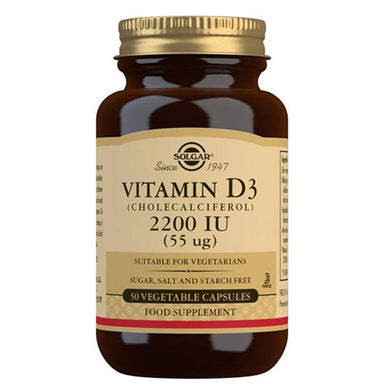 Solgar Vitamins & Supplements Solgar Vitamin D3 (Cholecalciferol) 2200 IU (55 µg) 50 Vegetable Capsules