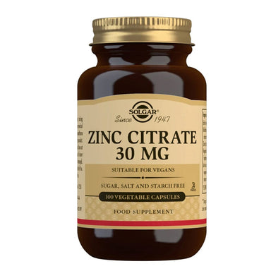 Solgar Vitamins & Supplements Solgar Zinc Citrate 30mg 100 Vegetable Capsules