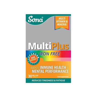 Sona Vitamins & Supplements Sona Multiplus Iron Free Multivitamins & Multiminerals 30 Tablets