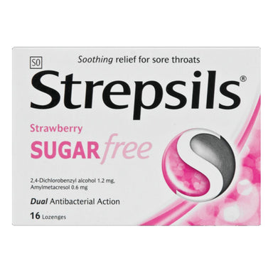 Meaghers Pharmacy Throat Lozenges Strepsils Strawberry Sugar Free Lozenges 16 Pack