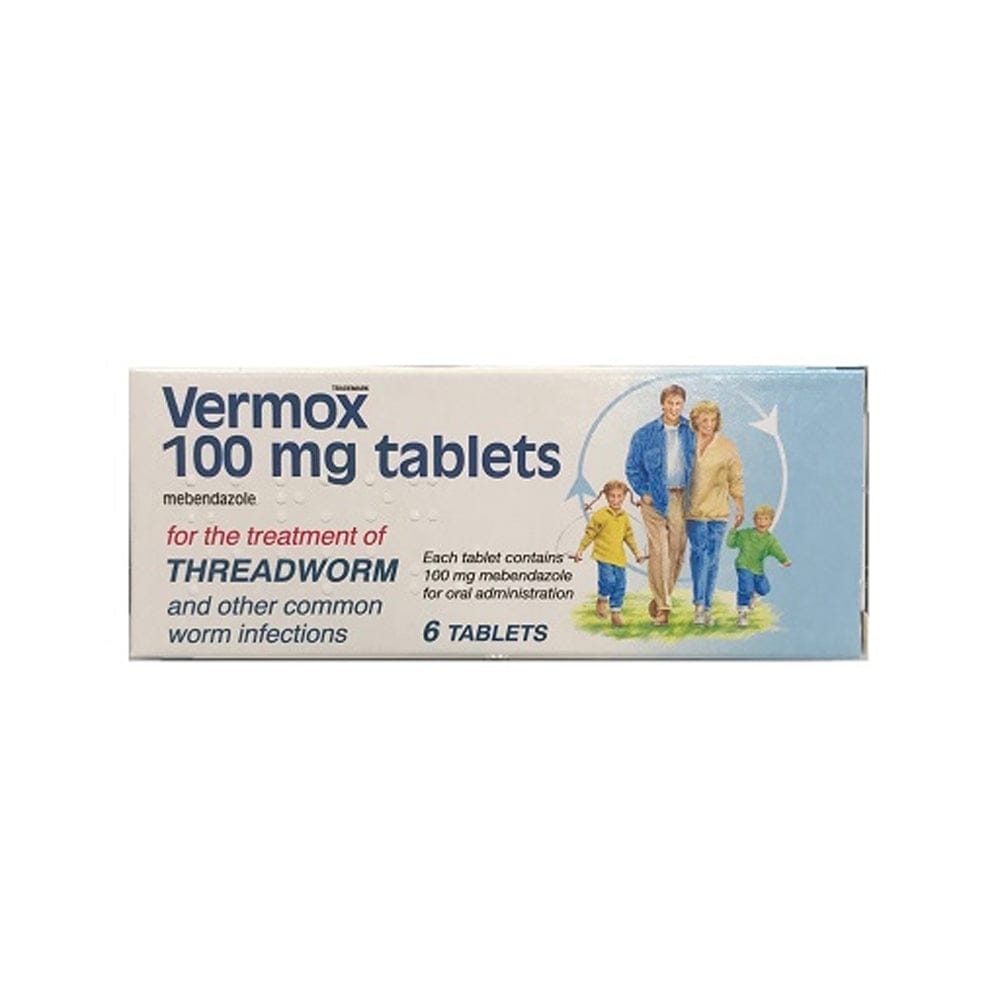 Meaghers Pharmacy Worm Infections Vermox 100mg Mebendazole Tablets 6s